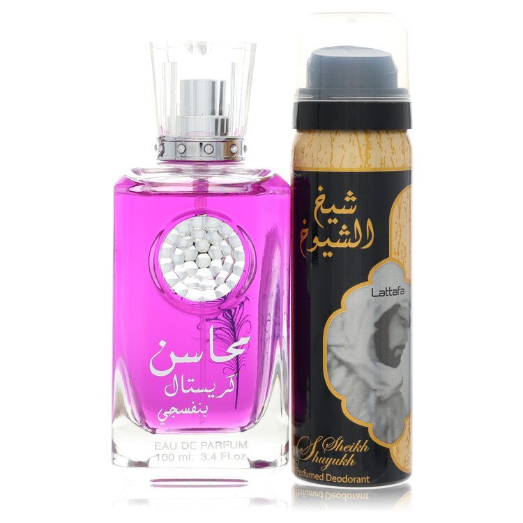 Lattafa Mahasin Crystal Violet by Lattafa Eau De Parfum Spray With 1.7 Oz Deodorant Spray (Unboxed) 3.4 oz (Women)